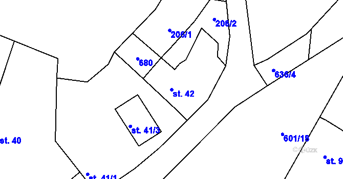 Parcela st. 42 v KÚ Chocenice, Katastrální mapa