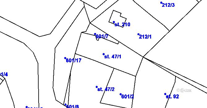 Parcela st. 47/1 v KÚ Chocenice, Katastrální mapa