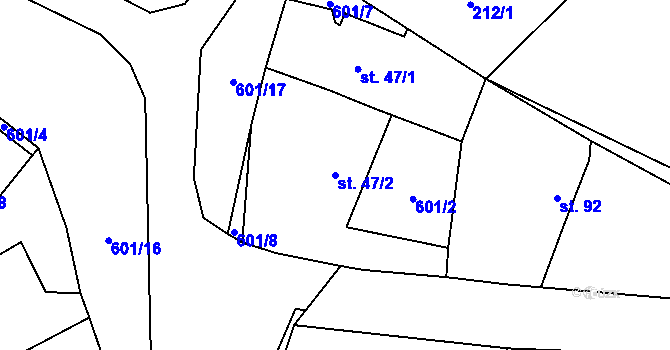 Parcela st. 47/2 v KÚ Chocenice, Katastrální mapa