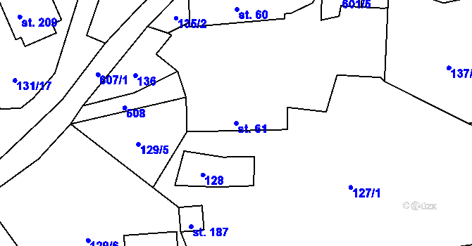 Parcela st. 61 v KÚ Chocenice, Katastrální mapa