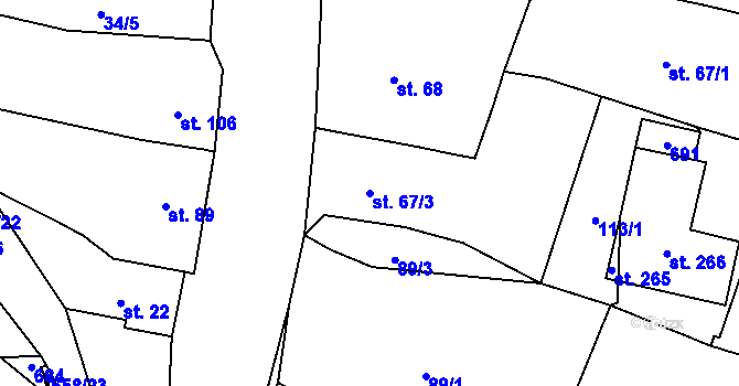 Parcela st. 67/3 v KÚ Chocenice, Katastrální mapa