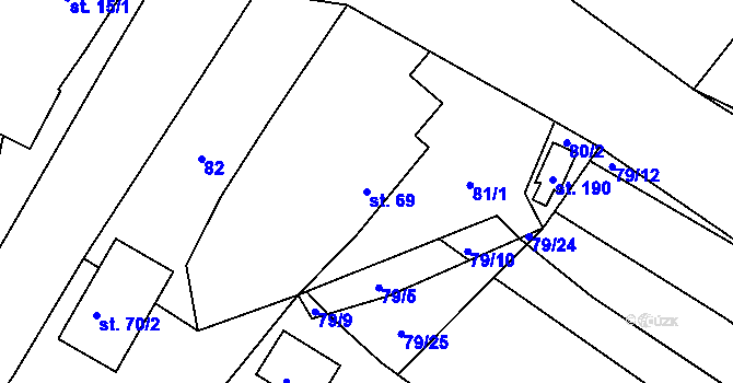 Parcela st. 69 v KÚ Chocenice, Katastrální mapa