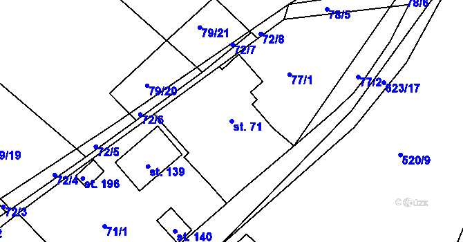 Parcela st. 71 v KÚ Chocenice, Katastrální mapa