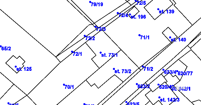 Parcela st. 73/1 v KÚ Chocenice, Katastrální mapa