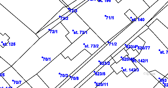 Parcela st. 73/2 v KÚ Chocenice, Katastrální mapa