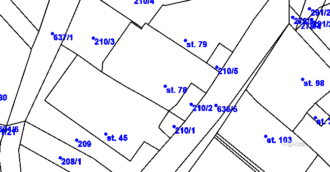 Parcela st. 78 v KÚ Chocenice, Katastrální mapa