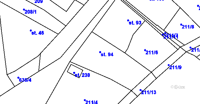 Parcela st. 94 v KÚ Chocenice, Katastrální mapa