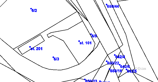 Parcela st. 101 v KÚ Chocenice, Katastrální mapa