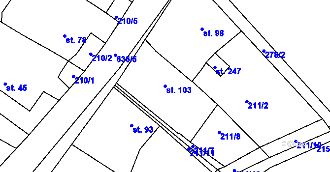 Parcela st. 103 v KÚ Chocenice, Katastrální mapa