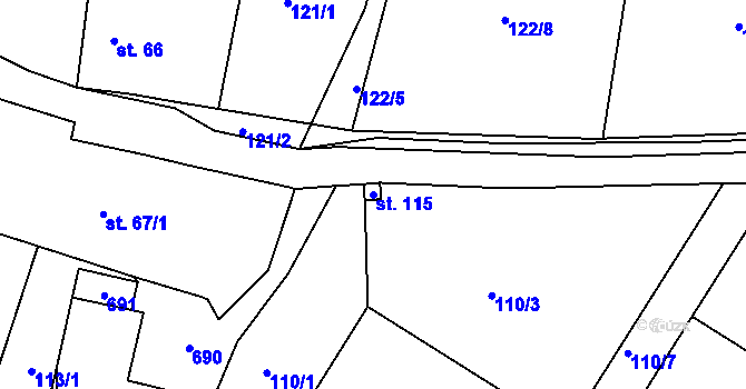 Parcela st. 115 v KÚ Chocenice, Katastrální mapa