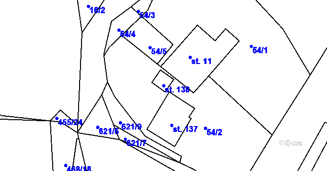 Parcela st. 138 v KÚ Chocenice, Katastrální mapa