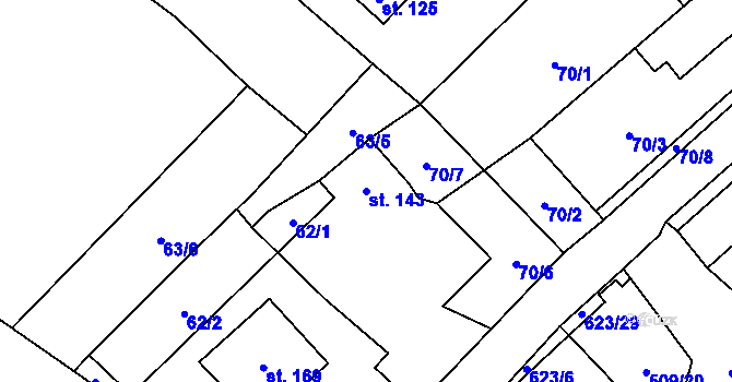 Parcela st. 143 v KÚ Chocenice, Katastrální mapa