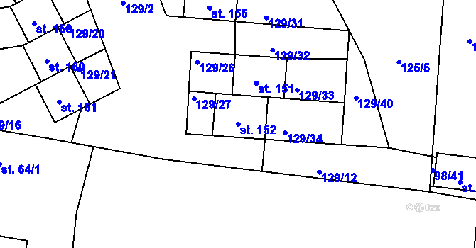 Parcela st. 152 v KÚ Chocenice, Katastrální mapa