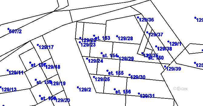 Parcela st. 154 v KÚ Chocenice, Katastrální mapa
