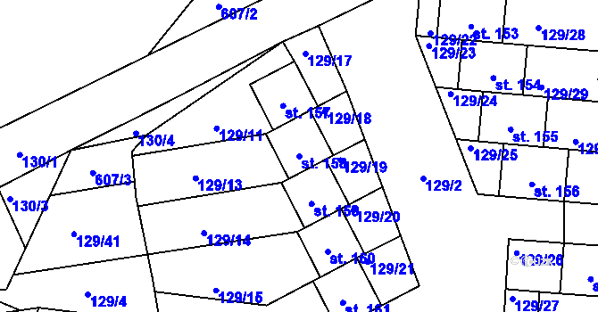 Parcela st. 158 v KÚ Chocenice, Katastrální mapa