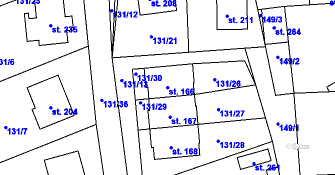 Parcela st. 166 v KÚ Chocenice, Katastrální mapa