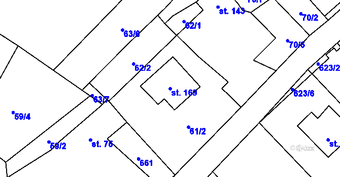 Parcela st. 169 v KÚ Chocenice, Katastrální mapa