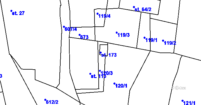 Parcela st. 173 v KÚ Chocenice, Katastrální mapa