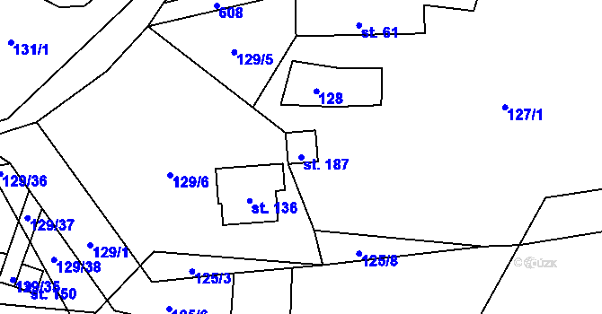 Parcela st. 187 v KÚ Chocenice, Katastrální mapa