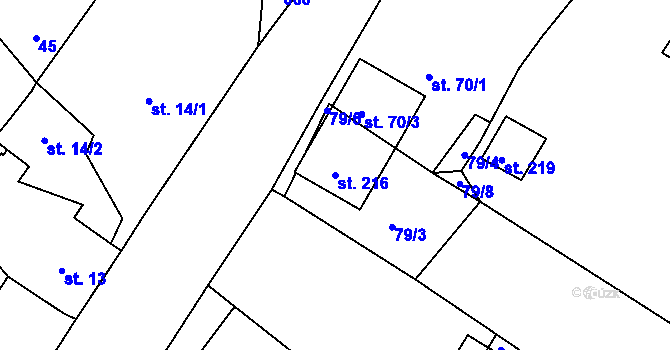 Parcela st. 216 v KÚ Chocenice, Katastrální mapa