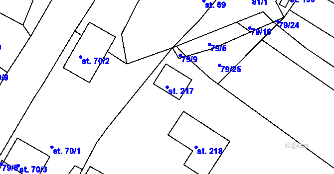 Parcela st. 217 v KÚ Chocenice, Katastrální mapa