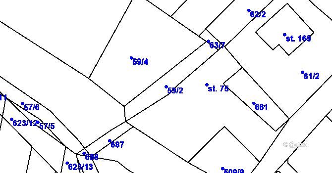 Parcela st. 59/2 v KÚ Chocenice, Katastrální mapa