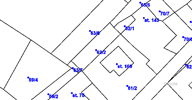 Parcela st. 62/2 v KÚ Chocenice, Katastrální mapa