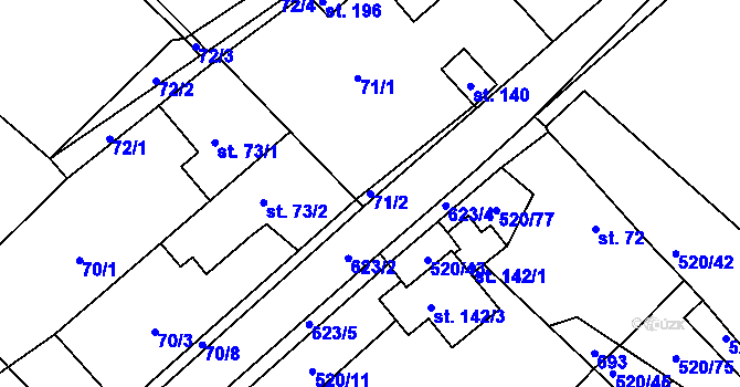 Parcela st. 71/2 v KÚ Chocenice, Katastrální mapa