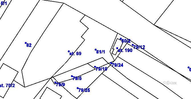 Parcela st. 81/1 v KÚ Chocenice, Katastrální mapa