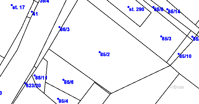 Parcela st. 85/2 v KÚ Chocenice, Katastrální mapa