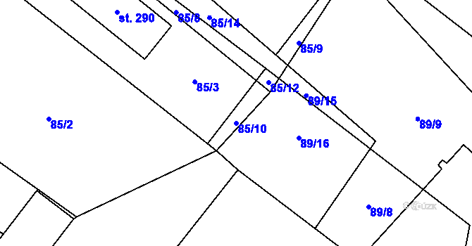 Parcela st. 85/10 v KÚ Chocenice, Katastrální mapa