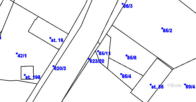 Parcela st. 85/11 v KÚ Chocenice, Katastrální mapa