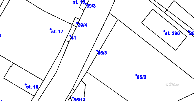 Parcela st. 86/3 v KÚ Chocenice, Katastrální mapa