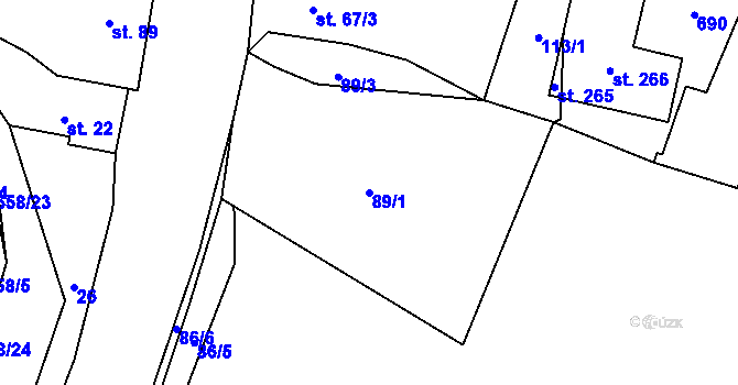 Parcela st. 89/1 v KÚ Chocenice, Katastrální mapa