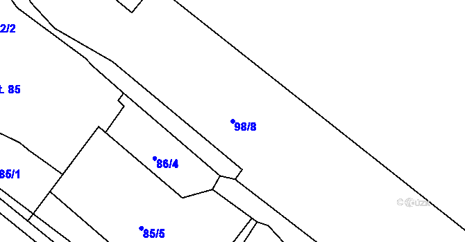 Parcela st. 98/8 v KÚ Chocenice, Katastrální mapa