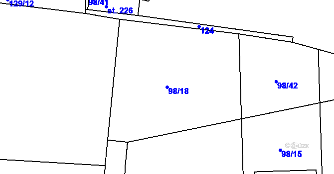 Parcela st. 98/18 v KÚ Chocenice, Katastrální mapa