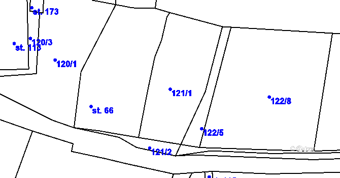 Parcela st. 121/1 v KÚ Chocenice, Katastrální mapa