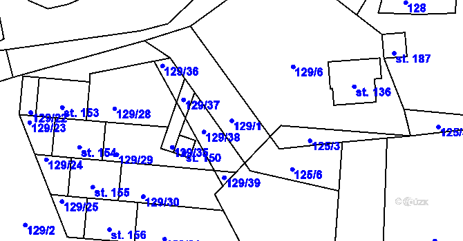 Parcela st. 129/1 v KÚ Chocenice, Katastrální mapa
