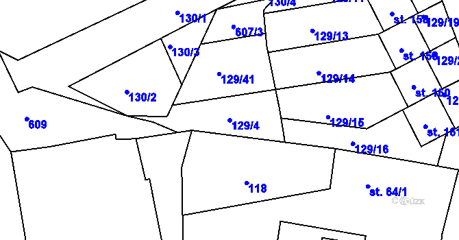 Parcela st. 129/4 v KÚ Chocenice, Katastrální mapa