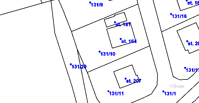 Parcela st. 131/10 v KÚ Chocenice, Katastrální mapa
