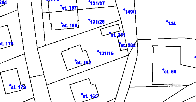 Parcela st. 131/15 v KÚ Chocenice, Katastrální mapa