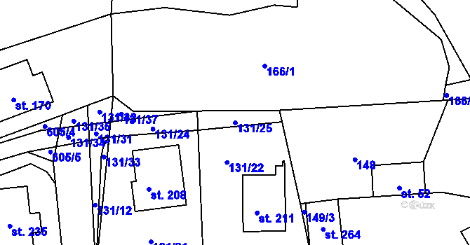 Parcela st. 131/25 v KÚ Chocenice, Katastrální mapa