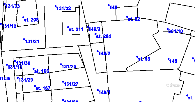 Parcela st. 149/2 v KÚ Chocenice, Katastrální mapa