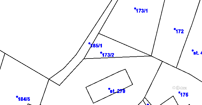 Parcela st. 173/2 v KÚ Chocenice, Katastrální mapa
