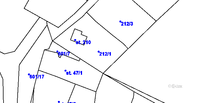Parcela st. 212/1 v KÚ Chocenice, Katastrální mapa