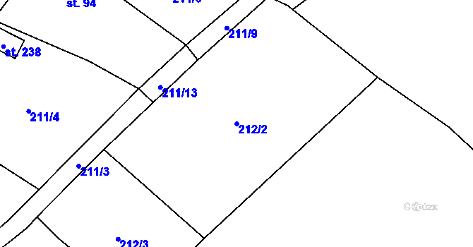 Parcela st. 212/2 v KÚ Chocenice, Katastrální mapa