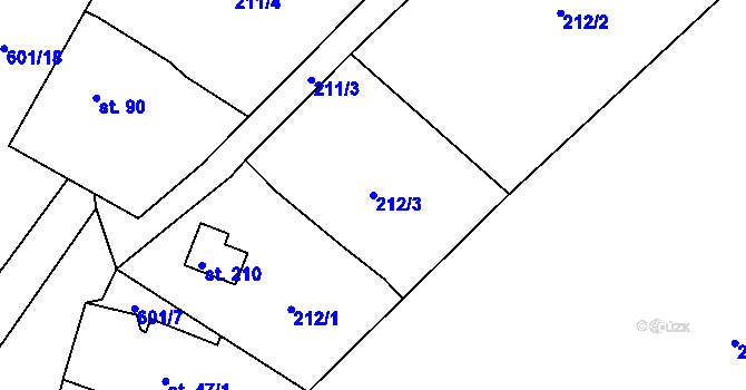 Parcela st. 212/3 v KÚ Chocenice, Katastrální mapa
