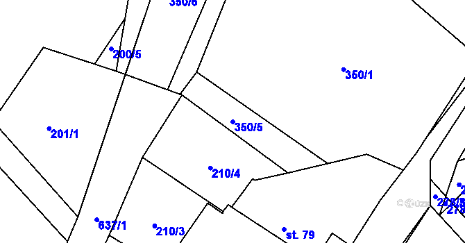 Parcela st. 350/5 v KÚ Chocenice, Katastrální mapa
