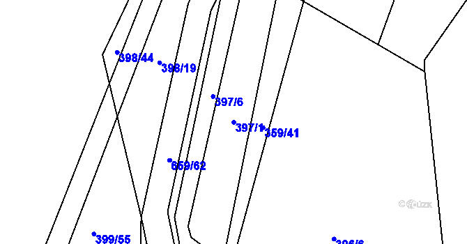 Parcela st. 397/1 v KÚ Chocenice, Katastrální mapa