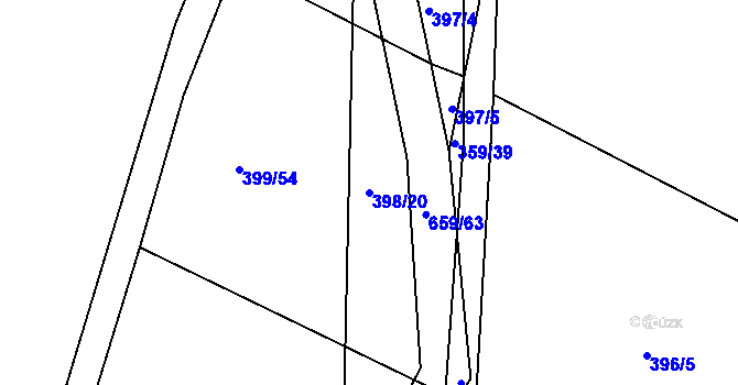 Parcela st. 398/20 v KÚ Chocenice, Katastrální mapa